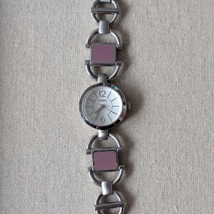 Fossil Silver Tone Stainless Steel Chain Link Bracelet Watch